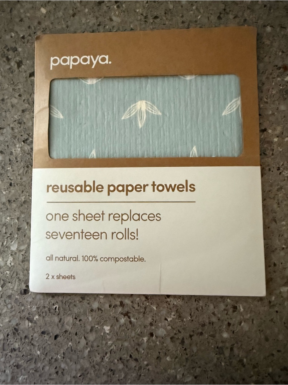 Papaya Reusable Paper Towels - Light Blue with White Leaf Print